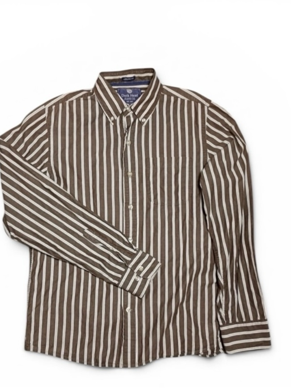 Men's Duck Head Size Large Athletic Fit Button Down Long Sleeve Striped Shirt